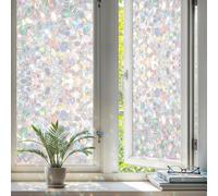 Qualsen Film Fenetre Anti Regard Vitrail, Motif de Galet, 60x200cm | Brise Vue Fenetre Effet Arc-en-Ciel Motif Décoratif, Film Electrostatique Vitre Non Adhesif Anti UV, pour Chambre Cuisine