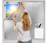 Qualsen Store Occultant sans Perçage 100% Opaque, Argenté-argenté 100x145cm | Rideau Occultant Thermique Anti Chaleur Portable Amovible, pour Fenêtre de Toit, Chambre et Caravane, Voyage