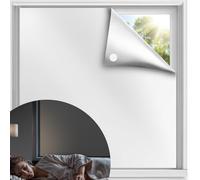 Qualsen Store Occultant sans Perçage 100% Opaque, Argenté-argenté 200x145cm | Rideau Occultant Thermique Anti Chaleur Portable Amovible, pour Fenêtre de Toit, Chambre et Caravane, Voyage