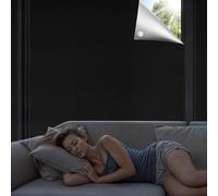 Qualsen Store Occultant sans Perçage 100% Opaque, Noir-Argenté, 200x150cm | Rideau Occultant Thermique Anti Chaleur Portable Amovible, pour Fenêtre de Toit, Chambre et Caravane, Voyage