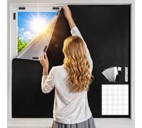 Qualsen Store Occultant sans Perçage 100% Opaque, Noir-Argenté, 300x150cm | Rideau Occultant Thermique Anti Chaleur Portable Amovible, pour Fenêtre de Toit, Chambre et Caravane, Voyage