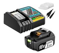 Quantrex18V 5.0Ah Batterie de Rechange pour Makita Batterie avec Chargeur DC18RC,Compatible avec BL1850 BL1860B BL1860 BL1850B BL1840 BL1830 BL1820 LXT400 DC18RA DC18RC