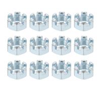 QUARKZMAN 1/2-20 UNF Écrou Hexagonal Fendu, Grade 6,8 en Acier au Carbone Zingué Écrous Hexagonaux Bons pour la Réparation de Machines, Argent, 12 Pièces