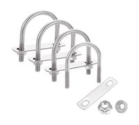 QUARKZMAN 1-7/8" Largeur Interne Rondes Brides En U 2-15/16" Longueur | 4 Jeux De, Brides En U Avec Ecrous Hexagonaux A Collerette, 304 Acier Inoxydable, Plaques De Chassis, 48mm L x 74.5mm H