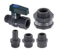 QUARKZMAN 1 Ensemble Pluie Baril Robinet Kit, Plastique Pluie Baril Robinet avec 3/4" GHT Cloison Raccord, Tuyau arrosage Adaptateur pour Réservoir Eau Aquarium, Gris