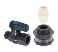QUARKZMAN 1 Ensemble Pluie Baril Robinet Kit, Plastique Pluie Baril Robinet avec 3/4" GHT Cloison Raccord, Beige Tuyau arrosage Adaptateur pour Réservoir Eau Aquarium, Gris