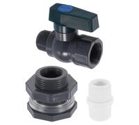 QUARKZMAN 1 Ensemble Pluie Baril Robinet Kit, Plastique Pluie Baril Robinet avec 3/4" GHT Cloison Raccord, Blanc Tuyau arrosage Adaptateur pour Réservoir Eau Aquarium, Gris