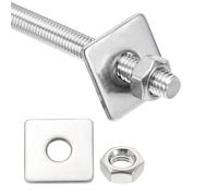 QUARKZMAN 1 Jeu Tige Filetée Complète M8x500mm, 304 Acier Inoxydable Tiges Filetées Barres Goujons Filetages à Droite avec Écrou Rondelle Carrée pour Ancrage Structurel Fixation Vis
