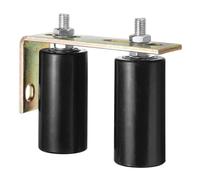 QUARKZMAN 1 Set Galet Guide pour Portail Coulissant 50x100mm, Roulette Nylon M12x40mm avec Équerre Guide Sol pour Porte Grange Coulissante, Roue Universel Guidage Support Plancher Mur, Noir