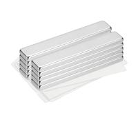 QUARKZMAN 10 Pcs Aimants en ND Rectangulaires Auto-adhésifs, 60mm x 10mm x 4mm Aimant Plat Autocollant Fort avec Support Adhésif pour Bureaux, Tableaux, Placards de Cuisine, Argent