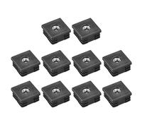 QUARKZMAN 10 Pièces D'Inserts pour Tubes Carrés avec Filetage M8, pour Tube Carré de 1,18" X1,18 Od, Bouchon en Plastique Noir, Insert de Roulette de Chaise, Embouts de Pied de Meuble