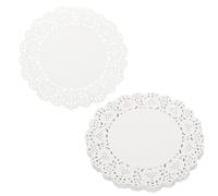 QUARKZMAN 100 napperons en Dentelle 7.5 Pouces - Ronds Blancs jetables - Design Fleuri ajouré - pour gâteaux/Desserts/décoration - Mariages/Anniversaires