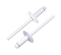 QUARKZMAN 100 Pièces Rivets Aveugles En Aluminium 4 x 10 mm, Prise En Aluminium Et Axe En Acier, Rivets à Grande Bride pour Réparation Automobile, Meuble, Bricolage, Blanc