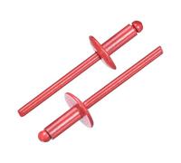 QUARKZMAN 100 Pièces Rivets Aveugles en Aluminium 4 x 10 mm, Prise En Aluminium Et Axe En Acier, Rivets à Large Collerette pour Réparation Automobile, Meuble, Bricolage, Rouge