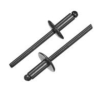 QUARKZMAN 100 Pièces Rivets Aveugles En Aluminium 4 x 10 mm, Prise En Aluminium Et Axe En Acier, Rivets À Bride Large pour Réparation Automobile, Meuble, Bricolage, Noir