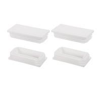 QUARKZMAN 100mm x 50mm x 21mm Bouchon en Plastique pour Meuble Rectangulaire, 4 Pcs Blanc Embout de Tube de Tuyau Insérer de Capuchon Insérer Coulissant, Blanc