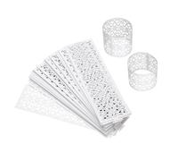 QUARKZMAN 100Pcs Anneaux pour Serviettes en Papier Découpé Au Laser, Porte-Serviettes Bande pour Serviettes Ajourée pour Mariages Fêtes Décoration De Table Restaurant (Blanc, 5.3 x 1.6)