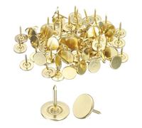 QUARKZMAN 100pcs Clous de Tapisserie, 11x13mm Clous Décoratifs d'Ameublement, Points d'Armure Punaise Tapissier Tête Plate pour Meuble Chaise Canapés Fauteuils Lits Projet DIY Vintage, Doré