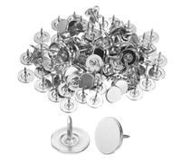 QUARKZMAN 100Pcs Clous de Tapissierie, 11mmx10mm Tête Plate Clou de Pouce Décoratif Clous de Meubles Punaises pour Meubles Canapé Têtes de Lit, Argent