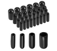 QUARKZMAN 100Pcs Embout Caoutchouc Protection Ronds 2mm 3mm 4mm 6mm Cache Vis Noir Vinyle Assortiment de Protège-Filets de Vis