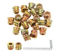 QUARKZMAN 100pcs Inserts d'Écrou UNC1/4-20 à Entraînement Hexagonal, Insert Fileté pour Bois 10mm, Goujons Filetés en Acier au Carbone, Connecteur de Fixation Écrou à Visser avec oré