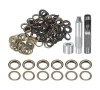 QUARKZMAN 100Pcs Kit d'Outils pour Œillets en Cuivre de 14mm avec Poinçon Creux, Outils de Pose d'Œillets pour Vêtements en Cuir, Tissu, Ceinture, Couleur Bronze