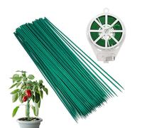 QUARKZMAN 100Pcs Tuteurs en Bambou pour Jardin 0.16" x 15.75" Vert | Bâtons De Jardinage, Supports Pour Plantes Avec Fil PVC Revêtu De 328Ft Pour Plantes D'intérieur En Pot