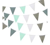 QUARKZMAN 10M Fanion Bannière, 36 PCS Drapeaux Triangulaires Tissu Guirlande Bannière pour Anniversaire Mariage Jardin Fête Extérieure Décorations (Vert Menthe Blanc Vert Vert Foncé)