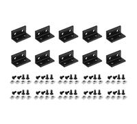 QUARKZMAN 10Pcs 4 Trous Équerres Intérieures, Connecteur En L Pour Profilé Aluminium 2040 6.2mm Rainure En T Avec Écrous Vis Pour Meubles, Structures Cadre, Noir