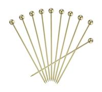 QUARKZMAN 10Pcs Acier Inox Cocktail Cure-dents, 4.25 Pouce Métal Cocktail Piques Fruit Bâtons Réutilisable Long Martini Piques Cocktail Brochettes pour Fête Boissons Apéritif, Doré Boule