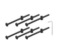 QUARKZMAN 10Pcs Avec Écrous à Barillet M6 x 110mm Noir | Vis à Tête Hexagonale, Écrous de Baril de Boulon de Lit de Meubles de Douille Avec la Clé pour des Lits de Chaises