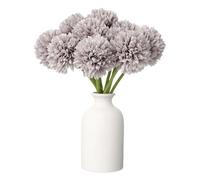QUARKZMAN 10pcs Boule De Fleurs Artificielles Chrysanthème Faux Chrysanthème Bouquet Fleur en Soie Fausse Fleur pour Décoration De Maison Jardin Mariage Fête, Gris Violet
