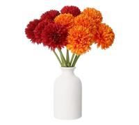 QUARKZMAN 10pcs Boules De Fleurs Artificielles Chrysanthème Faux Chrysanthème Bouquet Fleur en Soie Fausse Fleur pour Décoration De Maison Jardin Mariage Fête, Rouge/Orange