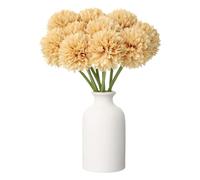 QUARKZMAN 10pcs Boules De Fleurs Artificielles De Chrysanthème Faux Chrysanthème Bouquet Fleurs en Soie Fausse Fleur De Chrysanthème pour Décoration De Maison Jardin Mariage Fête, Beige