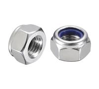 QUARKZMAN 10Pcs Ecrous Auto-Bloquants Hexagonaux À Insert Nylon M5 X 0.8, 316 Acier Inoxydable Écrous À Rondelle Auto-Bloquants Pour Fixations Industrielles Et Construction, Argent&Bleu