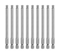 QUARKZMAN 10Pcs Embout de Tournevis Hexagonal à Tête Sphérique 5mm (H5.0) Embout 1/4" Tige Hexagonale 100mm (4") Long Magnétique Embout de Tournevis Métrique en Acier S2 Industrielle