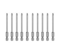 QUARKZMAN 10Pcs Embout de Tournevis Tige Hexagonale de 1/4" 6,35 mm | Cruciforme Phillips #2 Ph2, en Acier S2, Longueur de 3,15" 80 mm, Magnétique, À Tête Croisée 0,157" 4 mm, Tige