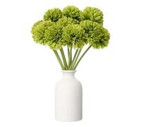 QUARKZMAN 10pcs Fleurs Artificielles Boule Chrysanthème Faux Chrysanthème Bouquet Fleurs Soie Fausse Fleur pour Décoration Maison Jardin Mariage Fête, Vert Foncé