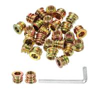 QUARKZMAN 10pcs Inserts d'Écrou UNC1/4-20 à Entraînement Hexagonal, Insert Fileté pour Bois 10mm, Goujons Filetés en Acier au Carbone, Connecteur de Fixation Écrou à Visser avec oré