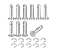 QUARKZMAN 10pcs M4x14mm Goupille de Localisation en Acier Inoxydable 304 | Goupilles de Montage de Bague d'Arrêt, Chevilles à Tête Plate avec Bague de Retenue à Clip E, Argenté