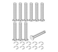 QUARKZMAN 10pcs M6x35mm Goupille de Localisation en Acier Inoxydable 304 | Goupilles de Montage de Bague d'Arrêt, Chevilles à Tête Plate avec Bague de Retenue à Clip E, Argenté