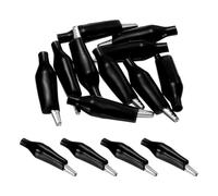 QUARKZMAN 10Pcs Pinces Crocodiles 28mm Moyen Acier Isolé Noir | Test Électrique Pince Multimètre Laboratoire Câble Test Batterie Pince Crocodile