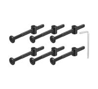 QUARKZMAN 10Pcs Vis à Tête Hexagonale Avec Écrous à Barillet M6 x 70mm Noir | Écrous de Baril de Boulon de Lit de Meubles de Douille Avec la Clé pour des Lits de Chaises