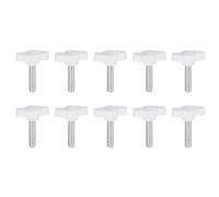 QUARKZMAN 10Pcs Vis de Serrage Étoile en T Vis à Oreilles M6 x 25mm Filetage Mâle Standard Plastique Boutons T/Z Poignées Réglables Boutons de Serrage Manuels Poignée Vis Moletée, Blanc