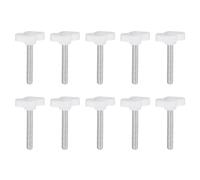 QUARKZMAN 10Pcs Vis de Serrage Étoile en T Vis à Oreilles M6 x 40mm Filetage Mâle Standard Plastique Boutons T/Z Poignées Réglables Boutons de Serrage Manuels Poignée Vis Moletée, Blanc