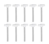 QUARKZMAN 10Pcs Vis de Serrage Étoile en T Vis à Oreilles M6 x 60mm Filetage Mâle Standard Plastique Boutons T/Z Poignées Réglables Boutons de Serrage Manuels Poignée Vis Moletée, Blanc