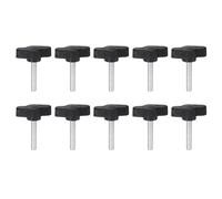 QUARKZMAN 10Pcs Vis de Serrage Étoile Vis à Oreilles M5 x 25mm Filetage Mâle 27mm Tête en Plastique Vis de Serrage Étoile Poignées Réglables Poignées de Serrage à Main Vis à Oreilles, Noir