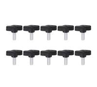 QUARKZMAN 10Pcs Vis de Serrage Étoile Vis à Oreilles M6 x 16mm Filetage Mâle 27mm Tête en Plastique Vis de Serrage Étoile Poignées Réglables Poignées de Serrage Vis à Oreilles, Noir