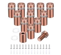 QUARKZMAN 12 Pcs 1/2" X 4/5" Vis de Fixation en Acier Inoxydable pour Panneaux Publicitaires en Verre Acrylique, Kit de Quincaillerie de Montage Mural avec 14 Vis, Couleur Or Rose