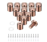 QUARKZMAN 12 Pcs 3/4" X 4/5" Vis de Fixation en Acier Inoxydable pour Panneaux Publicitaires en Verre Acrylique, Kit de Quincaillerie de Montage Mural avec 14 Vis, Couleur Or Rose